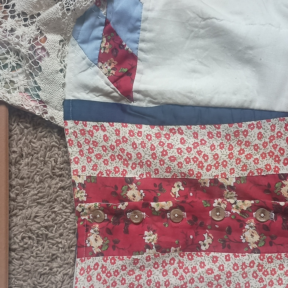 Handmade Cropped Vintage Upcycled Quilt Blouse - Picture 3 of 4